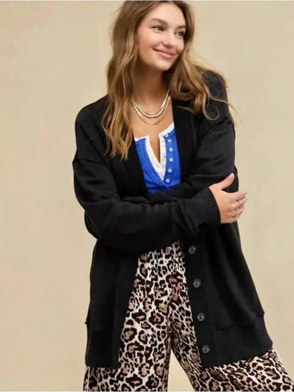 Aerie Black Terry Cardigan - Size XXL